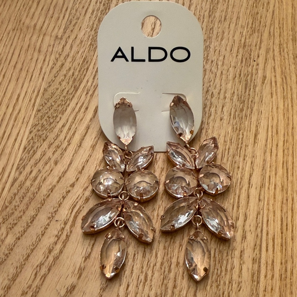 ALDO Rose Gold Crystal Chandelier Earrings